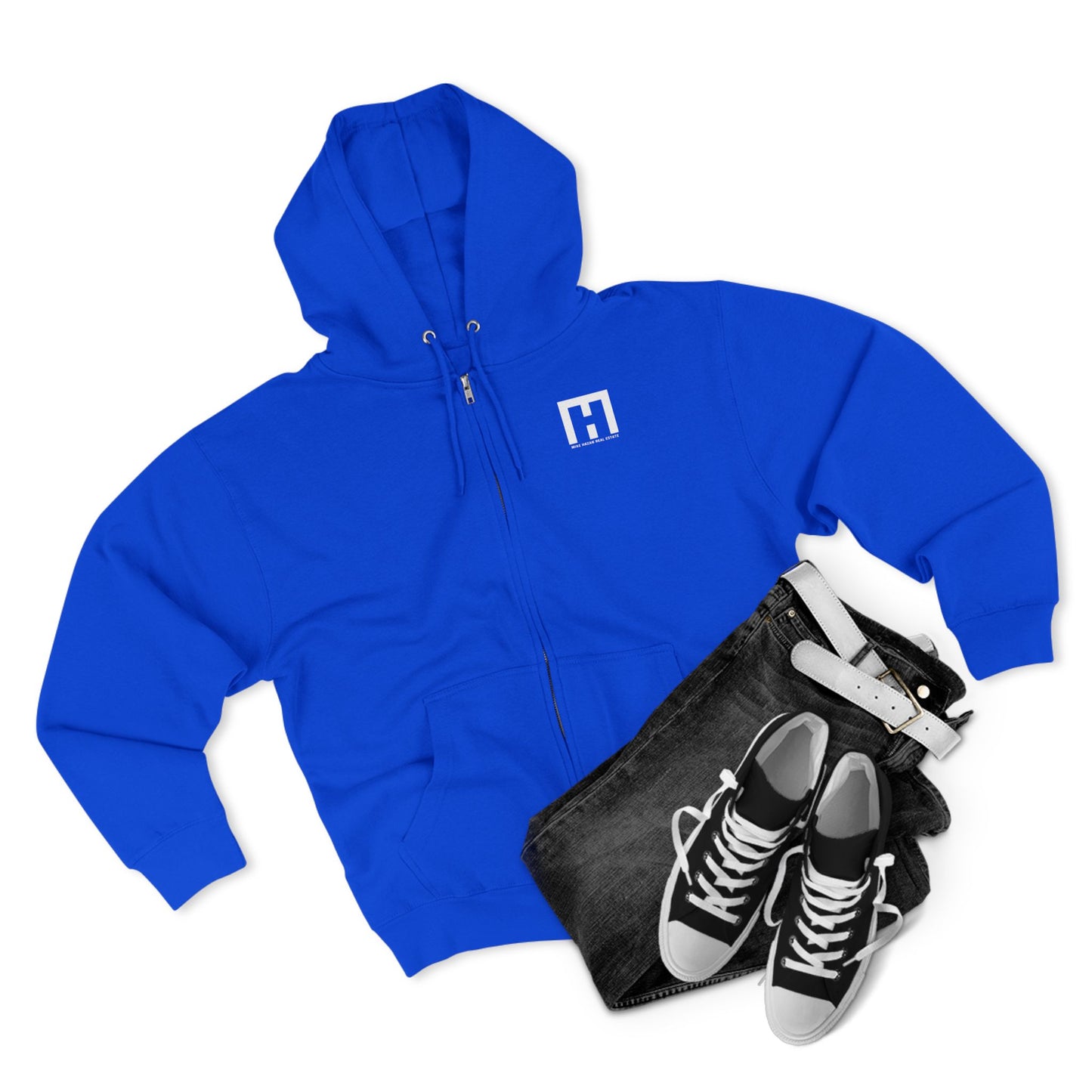 Mike Hazan Real Estate Zip Hoodie - Cozy & Stylish Blue Sweatshirt