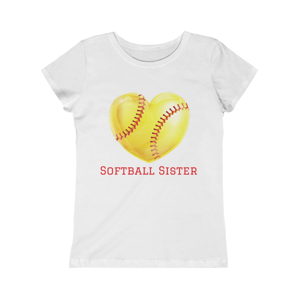 Softball Sister Girls Princess Tee
