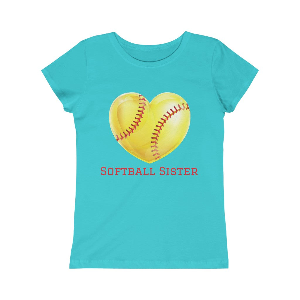 Softball Sister Girls Princess Tee