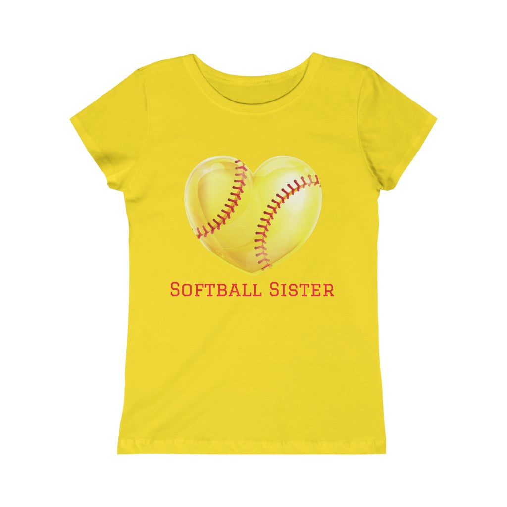 Softball Sister Girls Princess Tee