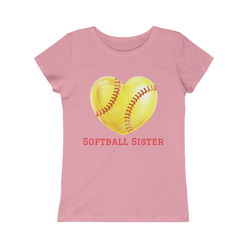 Softball Sister Girls Princess Tee