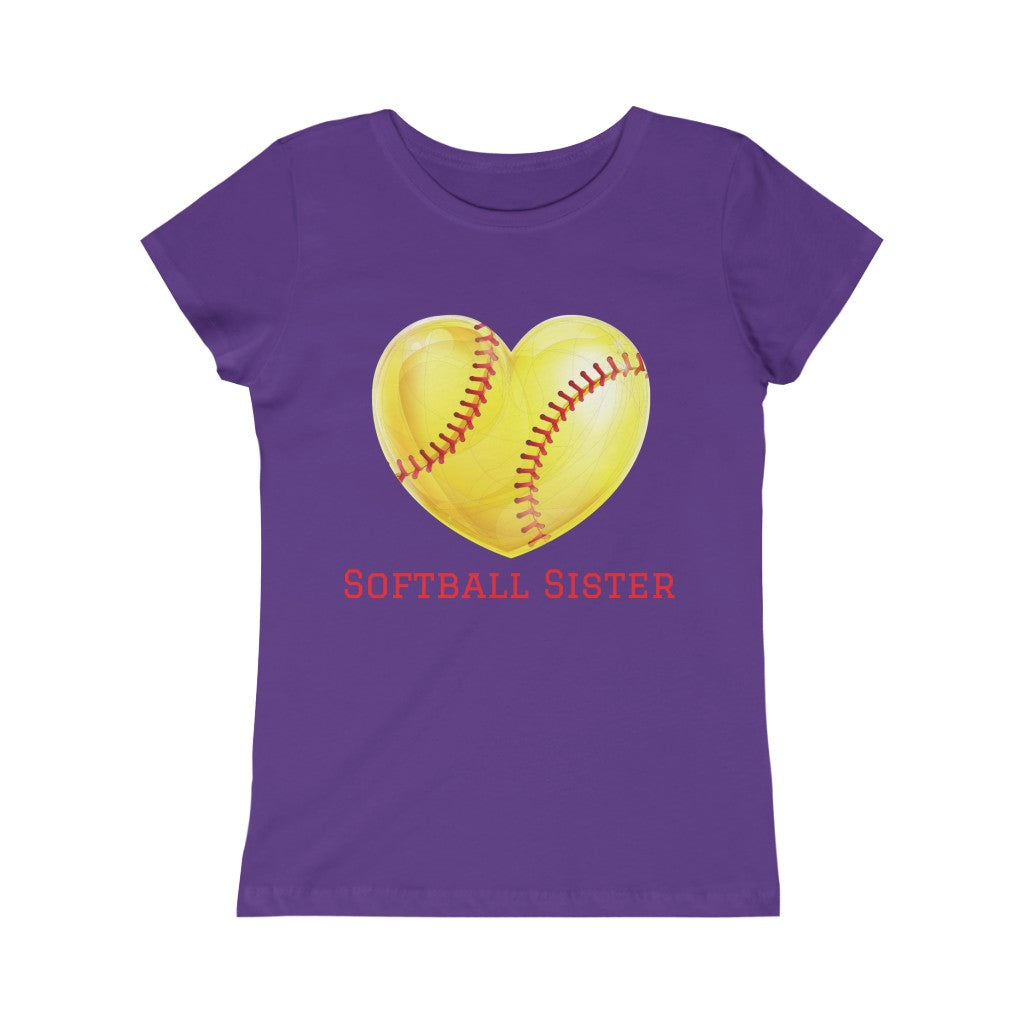 Softball Sister Girls Princess Tee