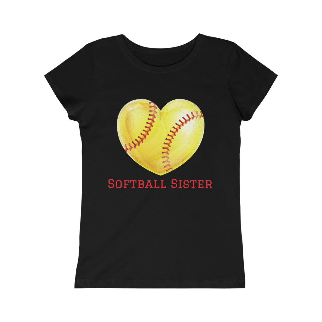 Softball Sister Girls Princess Tee