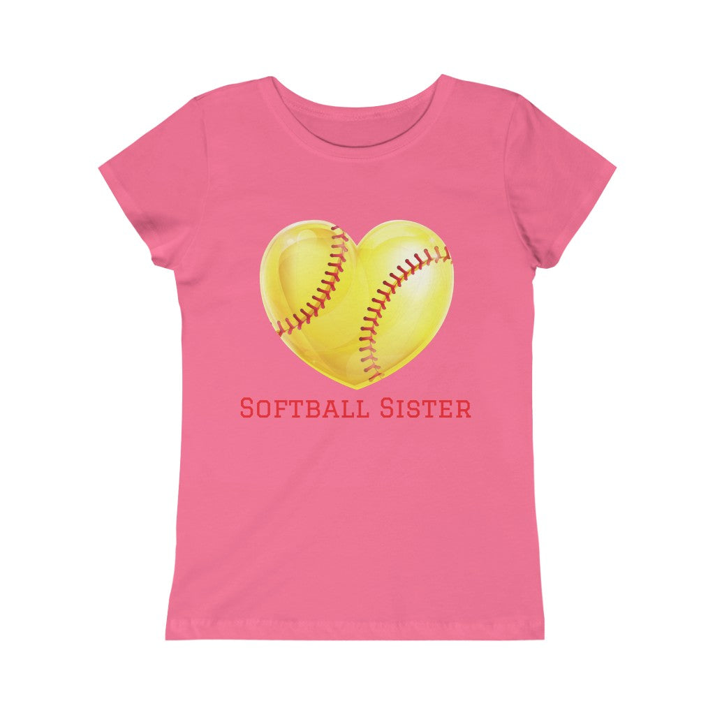 Softball Sister Girls Princess Tee