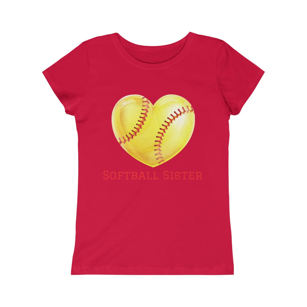Softball Sister Girls Princess Tee