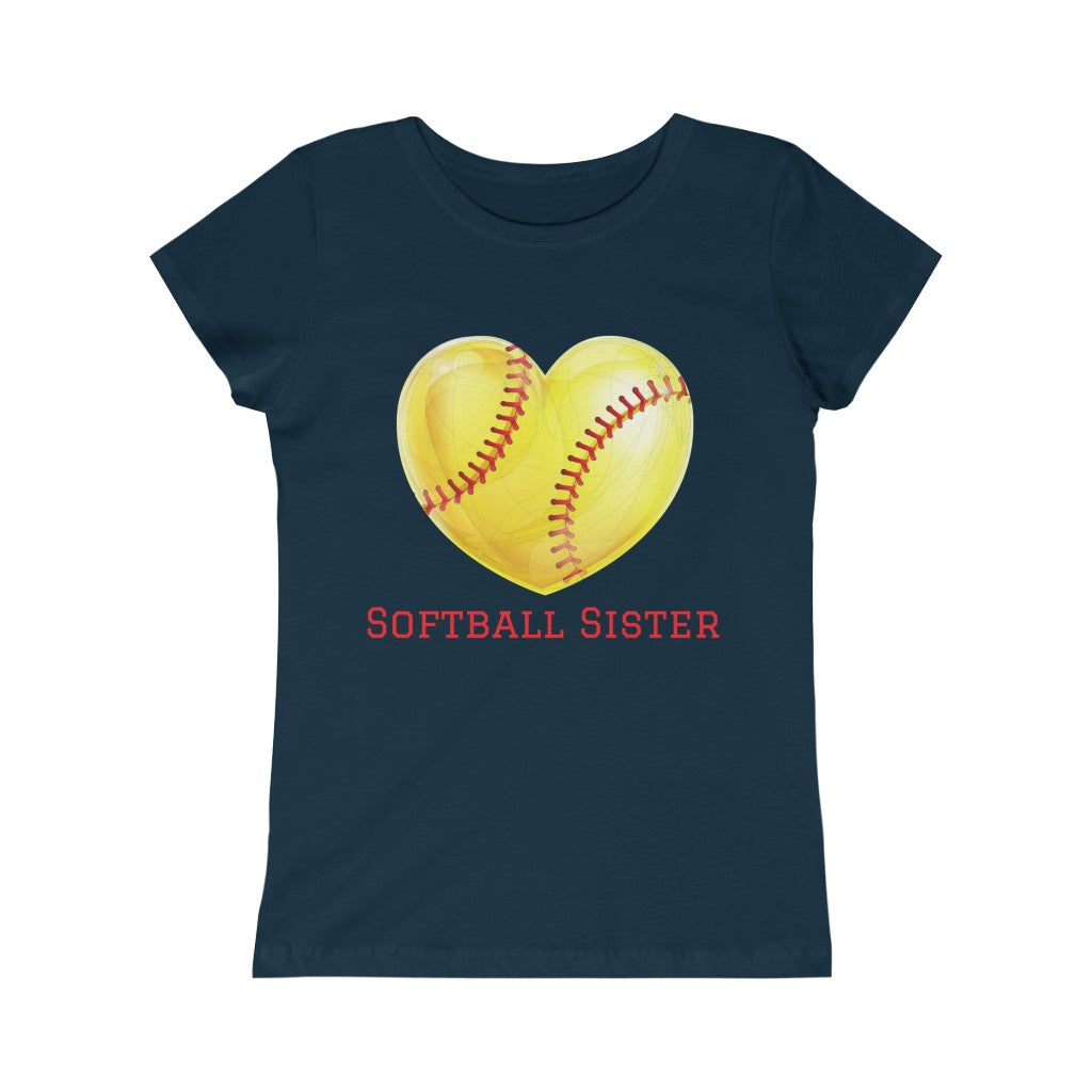 Softball Sister Girls Princess Tee