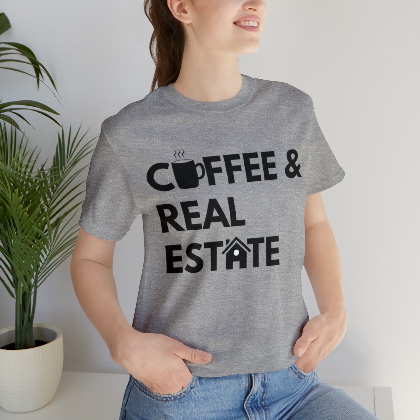 Coffee & Real Estate Icon Unisex Jersey Short Sleeve Tee