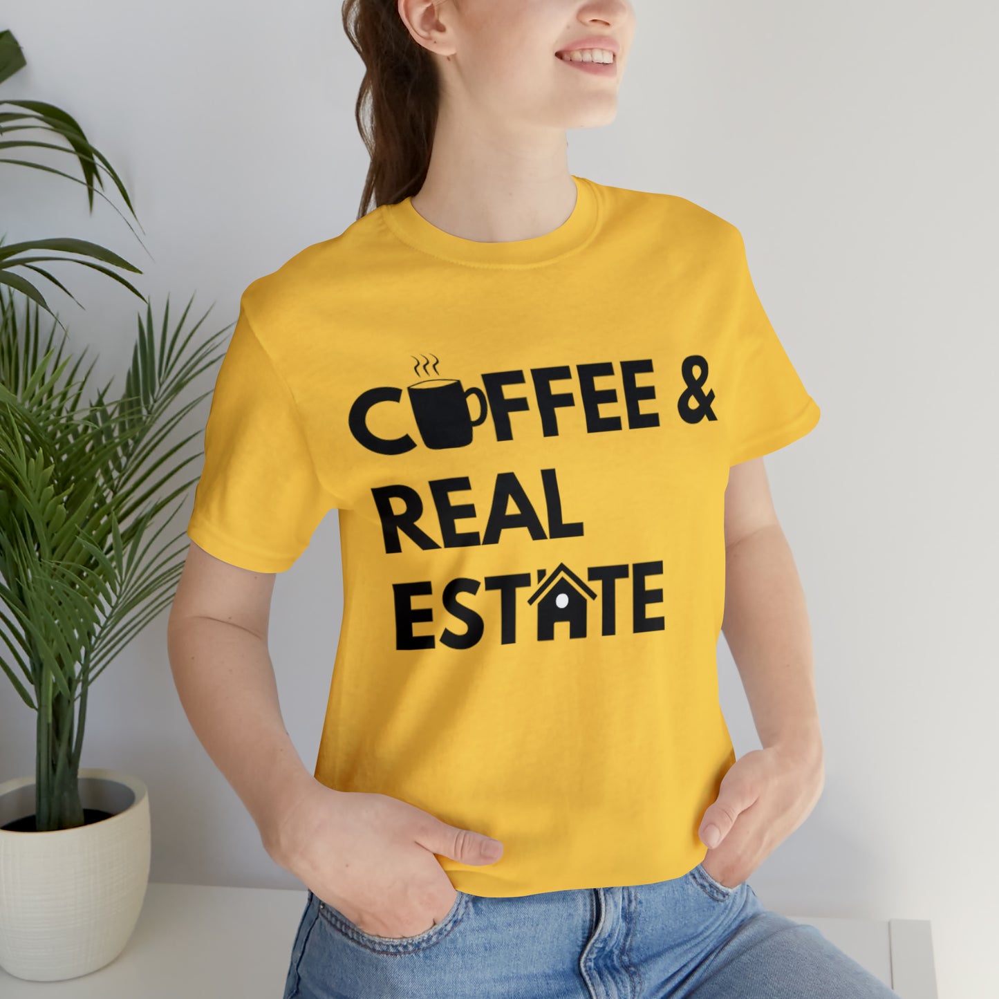 Coffee & Real Estate Icon Unisex Jersey Short Sleeve Tee