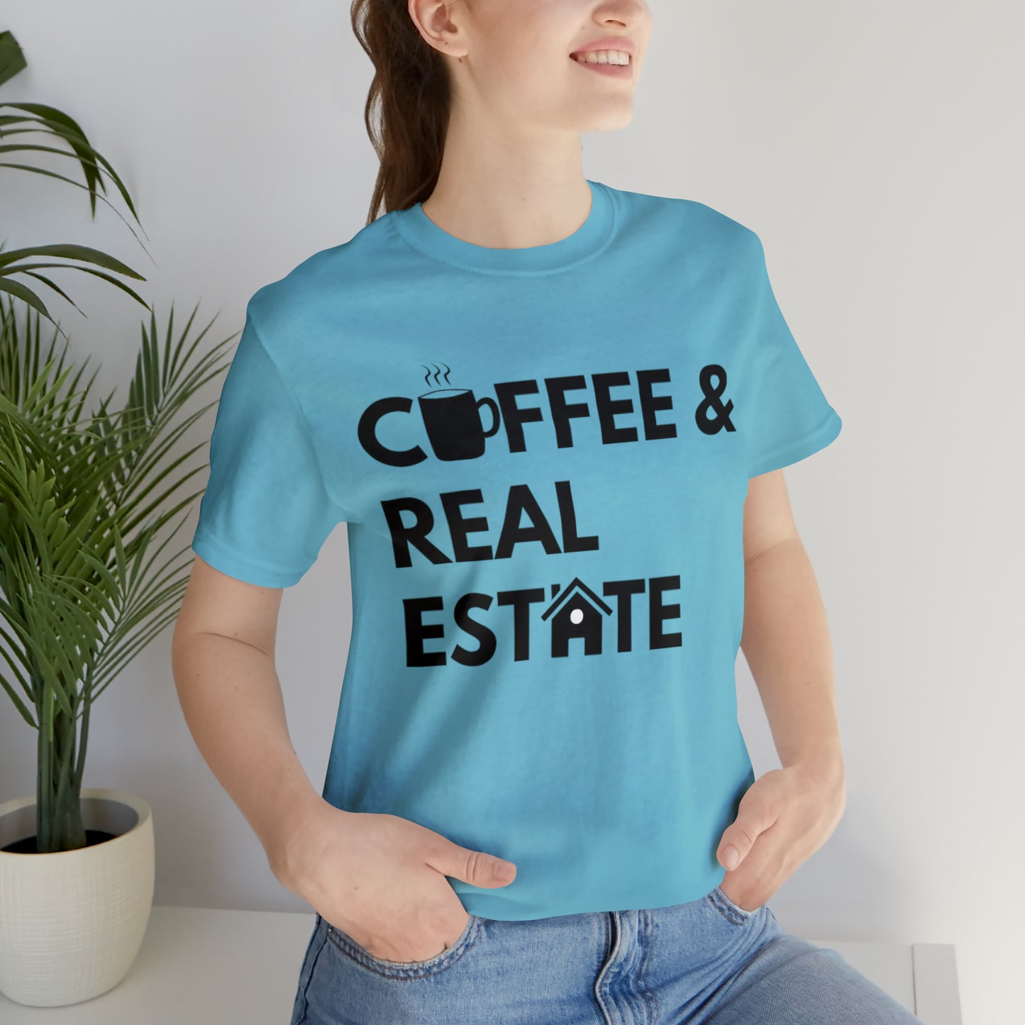 Coffee & Real Estate Icon Unisex Jersey Short Sleeve Tee