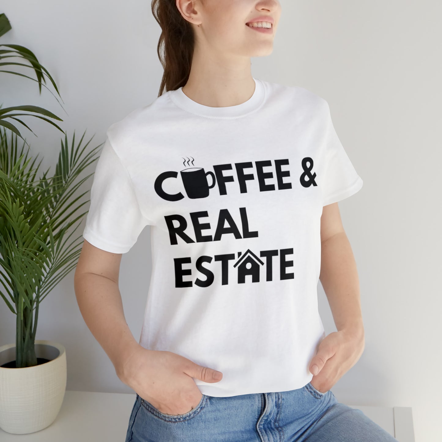 Coffee & Real Estate Icon Unisex Jersey Short Sleeve Tee