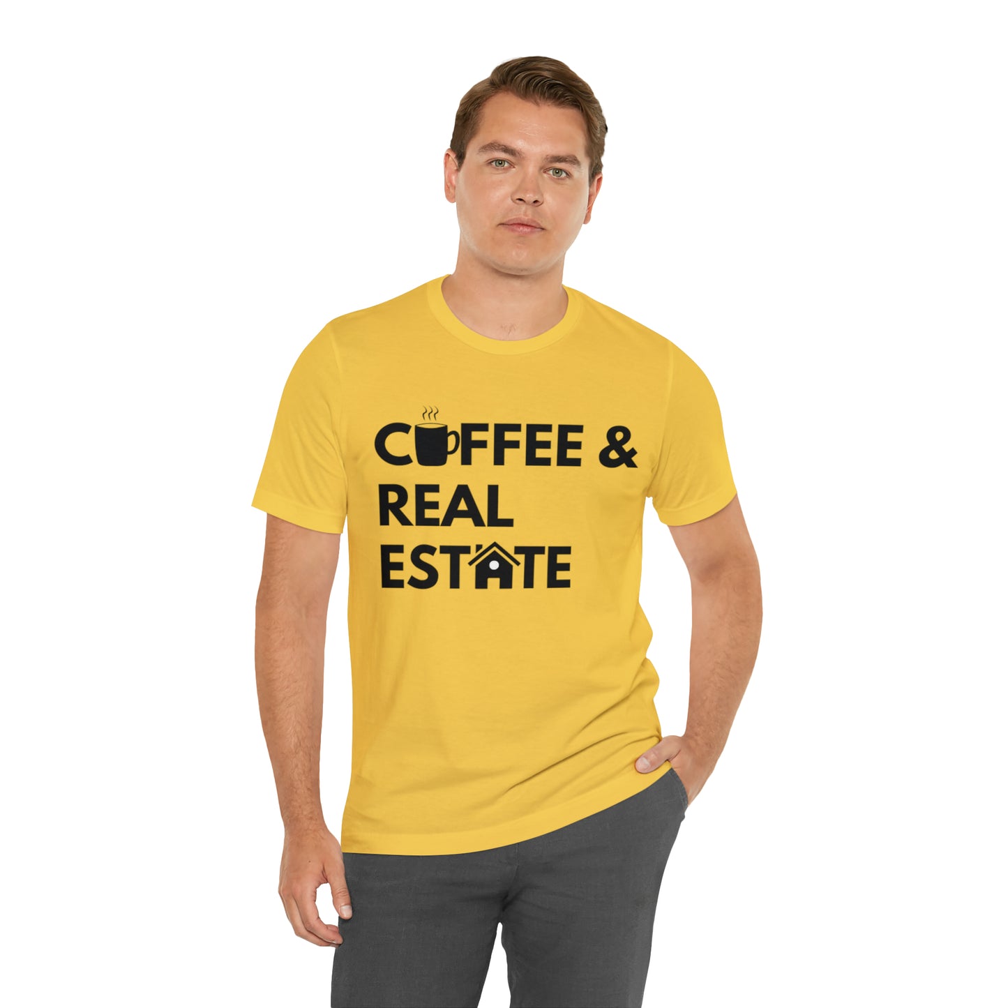 Coffee & Real Estate Icon Unisex Jersey Short Sleeve Tee