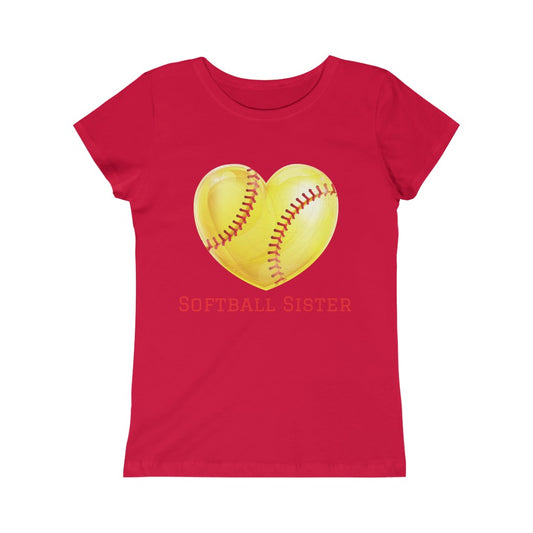 Softball Sister Girls Princess Tee